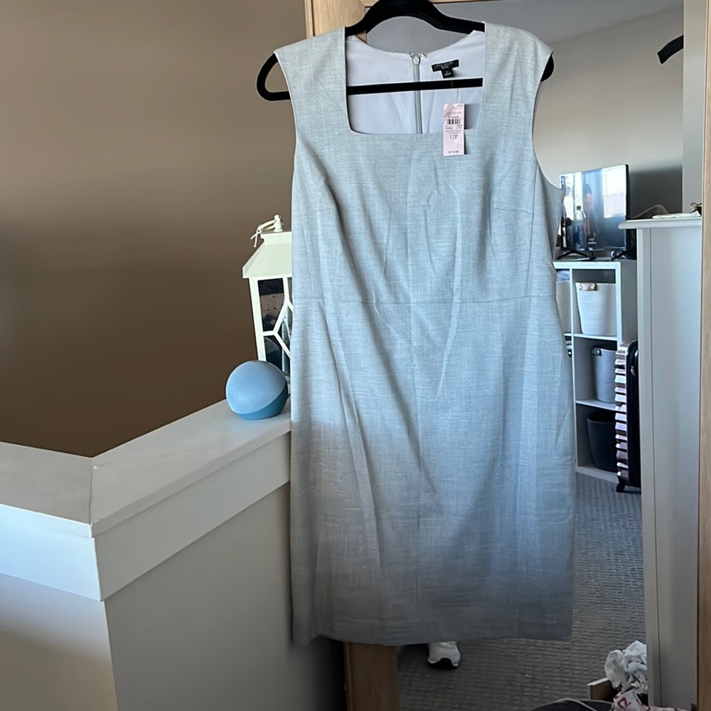Grey Square Neck Shift Dress